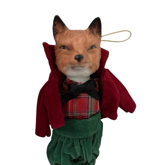 Fox Christmas Woodland Country Forest Porcelain Ornament Vintage - Picture 6 of 9